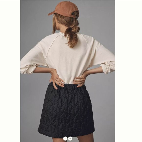 NWT Anthropologie Maeve Quilted Mini Skirt Black Women's Large - Picture 3 of 14